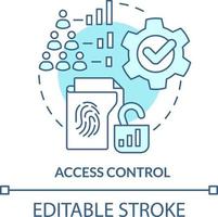 acceso controlar turquesa concepto icono. parte de físico seguridad estándar resumen idea Delgado línea ilustración. aislado contorno dibujo. editable carrera vector