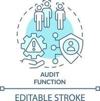 Audit function turquoise concept icon. Identity management abstract idea thin line illustration. Monitoring user behaviour. Isolated outline drawing. Editable stroke vector