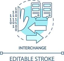 Interchange turquoise concept icon. Identity management abstract idea thin line illustration. Exchange information. Isolated outline drawing. Editable stroke vector