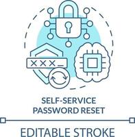Self-service password reset turquoise concept icon. Management abstract idea thin line illustration. Recovery software. Isolated outline drawing. Editable stroke vector