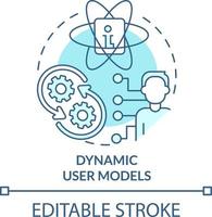 dinámica usuario modelos turquesa concepto icono. humano-computadora Interacción resumen idea Delgado línea ilustración. aislado contorno dibujo. editable carrera vector