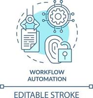 Workflow automation turquoise concept icon. Manage identities abstract idea thin line illustration. Business processes. Isolated outline drawing. Editable stroke vector