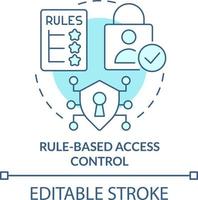 Rule-based access control turquoise concept icon. Security management abstract idea thin line illustration. Isolated outline drawing. Editable stroke vector