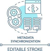 Metadata synchronization turquoise concept icon. Directory service abstract idea thin line illustration. Sync elements. Isolated outline drawing. Editable stroke vector