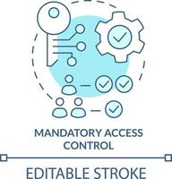 Mandatory access control turquoise concept icon. Security management abstract idea thin line illustration. Permissions. Isolated outline drawing. Editable stroke vector