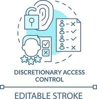 Discretionary access control turquoise concept icon. Security management abstract idea thin line illustration. Isolated outline drawing. Editable stroke vector