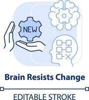 Brain resists change light blue concept icon. Avoid transformation. Resisting changes abstract idea thin line illustration. Isolated outline drawing. Editable stroke vector