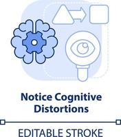 Notice cognitive distortions light blue concept icon. Thoughts patterns. Adaptability abstract idea thin line illustration. Isolated outline drawing. Editable stroke vector