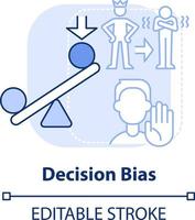 Decision bias light blue concept icon. Reject new ideas. Adaptability enemy in HR abstract idea thin line illustration. Isolated outline drawing. Editable stroke vector