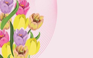 Tulip card for any design purposes. Template with tulips and lines on the background vector