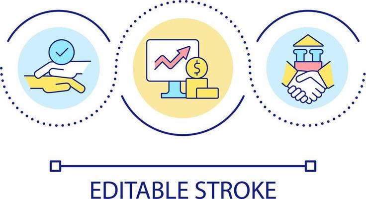 Financial cooperation loop concept icon. Government support. Increase in financial capacity abstract idea thin line illustration. Isolated outline drawing. Editable stroke
