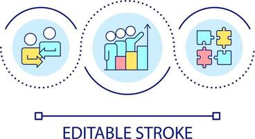 Business cooperation loop concept icon. Teamwork and communication. Problem solving skills abstract idea thin line illustration. Isolated outline drawing. Editable stroke vector