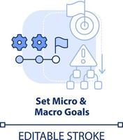 Set micro and macro goals light blue concept icon. Adaptability tip abstract idea thin line illustration. Isolated outline drawing. Editable stroke vector