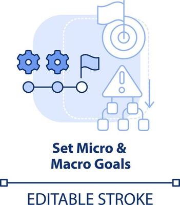 Set micro and macro goals light blue concept icon. Adaptability tip abstract idea thin line illustration. Isolated outline drawing. Editable stroke
