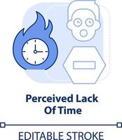 Perceived lack of time light blue concept icon. Barrier to change management abstract idea thin line illustration. Isolated outline drawing. Editable stroke vector