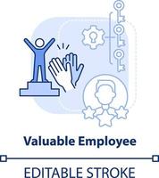 Valuable employee light blue concept icon. Handle changes. Benefit of adaptability abstract idea thin line illustration. Isolated outline drawing. Editable stroke vector