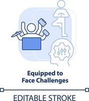 Equipped to face challenges light blue concept icon. Workplace adaptability benefit abstract idea thin line illustration. Isolated outline drawing. Editable stroke vector