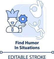 Find humor in situations light blue concept icon. Witty banter. Dealing with change abstract idea thin line illustration. Isolated outline drawing. Editable stroke vector