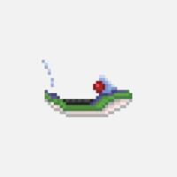 boat in pixel art style vector