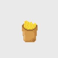 frito papas fritas en píxel Arte estilo vector