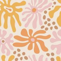 Pastel flowers curvy seamless pattern vector