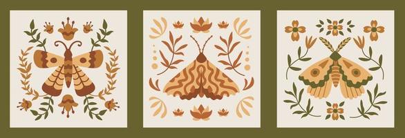 Boho butterfly set vector