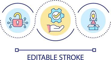 Innovation integration loop concept icon. Acquisition of assets. Business development abstract idea thin line illustration. Isolated outline drawing. Editable stroke vector