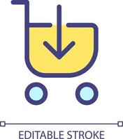 Loading shopping cart pixel perfect RGB color ui icon. Put product in trolley. Simple filled line element. GUI, UX design for mobile app. Vector isolated pictogram. Editable stroke