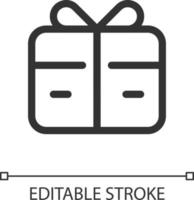 Free gift card pixel perfect linear ui icon. Refer-a-friend reward. Promotional item. GUI, UX design. Outline isolated user interface element for app and web. Editable stroke vector