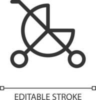 Baby carriage pixel perfect linear ui icon. Children goods department. Kid stroller. GUI, UX design. Outline isolated user interface element for app and web. Editable stroke vector