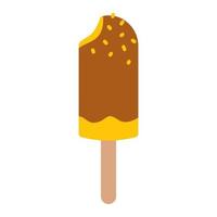 Vector ice cream on stick. Ice cream on chocolate glaze. Illustration of eskimo pie in flat design.