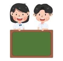 Cute Student Children holding schoolboard vector