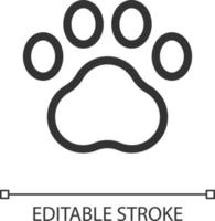 Pet paw pixel perfect linear ui icon. Goods for domestic animals. Online marketplace. GUI, UX design. Outline isolated user interface element for app and web. Editable stroke vector