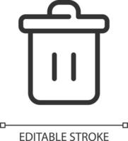 Trash can pixel perfect linear ui icon. Recycle bin. Garbage container. Online marketplace. GUI, UX design. Outline isolated user interface element for app and web. Editable stroke vector