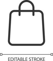 Shopping bag pixel perfect linear ui icon. Online marketplace. Apparel shop. Buying items. GUI, UX design. Outline isolated user interface element for app and web. Editable stroke vector