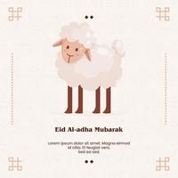 vector illustration of happy eid al adha day with sheep cartoon illustration vector