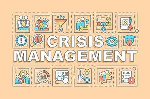 Crisis management word concepts yellow banner. Business challenges. Infographics with editable icons on color background. Isolated typography. Vector illustration with text
