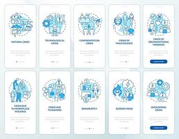 crisis administración azul inducción móvil aplicación pantalla colocar. riesgos tipos recorrido 5 5 pasos editable gráfico instrucciones con lineal conceptos. ui, ux, gui modelo vector