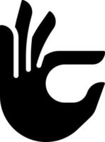 Fingers holding small item black glyph icon. Demonstration of hand gesture. Interaction sign. Communication way. Silhouette symbol on white space. Solid pictogram. Vector isolated illustration