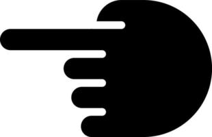 Hand pointing aside black glyph icon. Index finger showing direction. Informative hand gesture. Communication signal. Silhouette symbol on white space. Solid pictogram. Vector isolated illustration