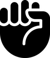 Riot fist black glyph icon. Protests and fighting for justice. Aggressive hand gesture. Social issue. Silhouette symbol on white space. Solid pictogram. Vector isolated illustration