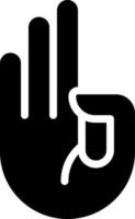 Counting on fingers black glyph icon. Mathematical lesson learning. Hand gesture and sign. Numbers study. Silhouette symbol on white space. Solid pictogram. Vector isolated illustration