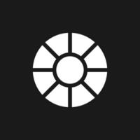 Lens filter dark mode glyph ui icon. Simple filled line element. User interface design. White silhouette symbol on black space. Solid pictogram for web, mobile. Vector isolated illustration