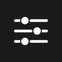 Adjustments dark mode glyph ui icon. Simple filled line element. User interface design. White silhouette symbol on black space. Solid pictogram for web, mobile. Vector isolated illustration