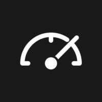 Speedometer dark mode glyph ui icon. Simple filled line element. User interface design. White silhouette symbol on black space. Solid pictogram for web, mobile. Vector isolated illustration