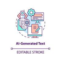 text concept icon. Virtual writer. Computer based media type abstract idea thin line illustration. Isolated outline drawing. Editable stroke vector