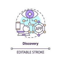 Discovery concept icon. Finding new online resources. Layer of metaverse abstract idea thin line illustration. Isolated outline drawing. Editable stroke vector