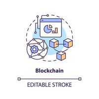 blockchain concepto icono. criptomoneda intercambiar red. metaverso tecnología resumen idea Delgado línea ilustración. aislado contorno dibujo. editable carrera vector