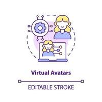 Virtual avatars concept icon. Realistic models. Synthetic data solution for metaverse abstract idea thin line illustration. Isolated outline drawing. Editable stroke vector