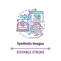 Synthetic images concept icon. Computer produced models. media type abstract idea thin line illustration. Isolated outline drawing. Editable stroke vector